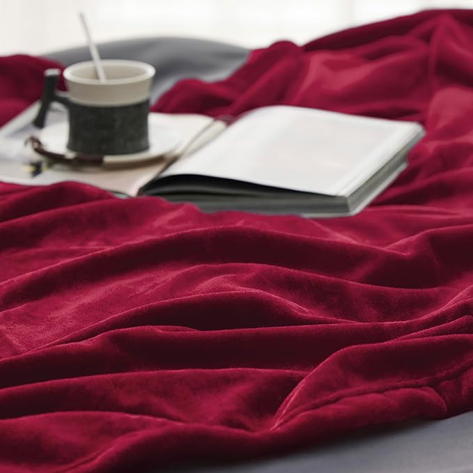 Bedsure Fleece Throw XL Blanket Red - 300GSM Soft Lightweight Plush Cozy Blankets for Bed, Sofa, Couch, Travel, Camping, 50x70 inches