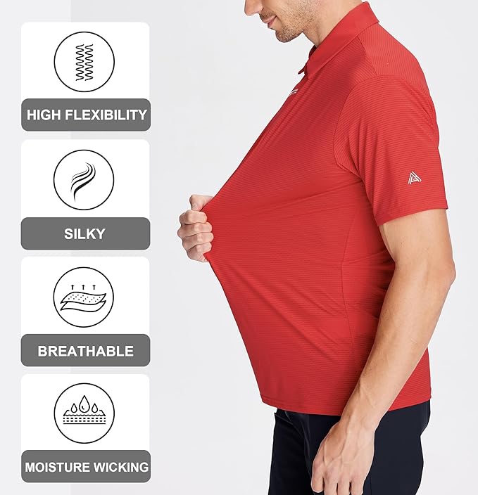 Men's Jacquard Golf Polo, Hidden Placket Performance Shirt