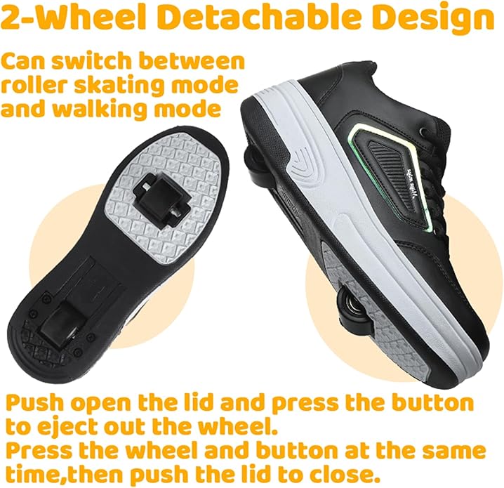 Wooowyet Roller Skate Shoes for Kids Boys Girls Rechargealbe Wheels Sneakers Fashion Roller Wheeled