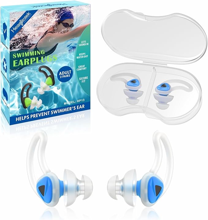 Hearprotek [2 Pairs] Swimmer Ear Plugs,Custom-fit Water Protection Adult Swimming earplugs for Swimmers Pool Shower Bathing and Other Water Sports