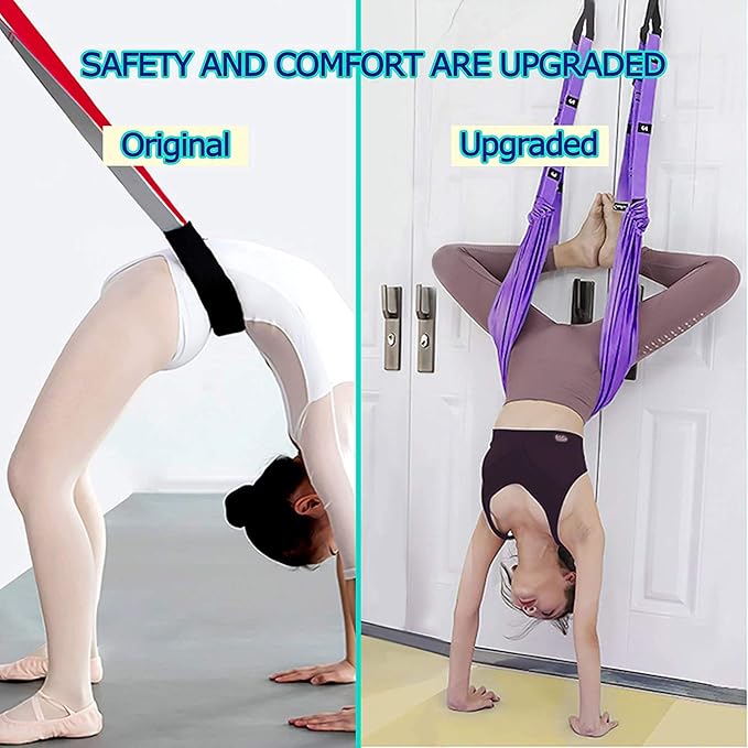 Yoga Stretching Strap, Adjustable Height Leg Stretcher Waist Back Stretch Band Aerial Yoga, Anti-gravity Inversion Exercises Door Flexibility Tensile Trainer for Rehab Pilates Dance Splits
