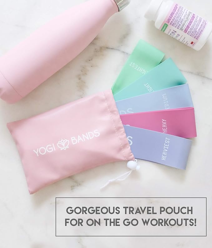 XNM Creations Yogi Bands - Loop Resistance Bands for Working Out, Fitness and Yoga Exercise – Set of 5 Pastel Exercise Bands