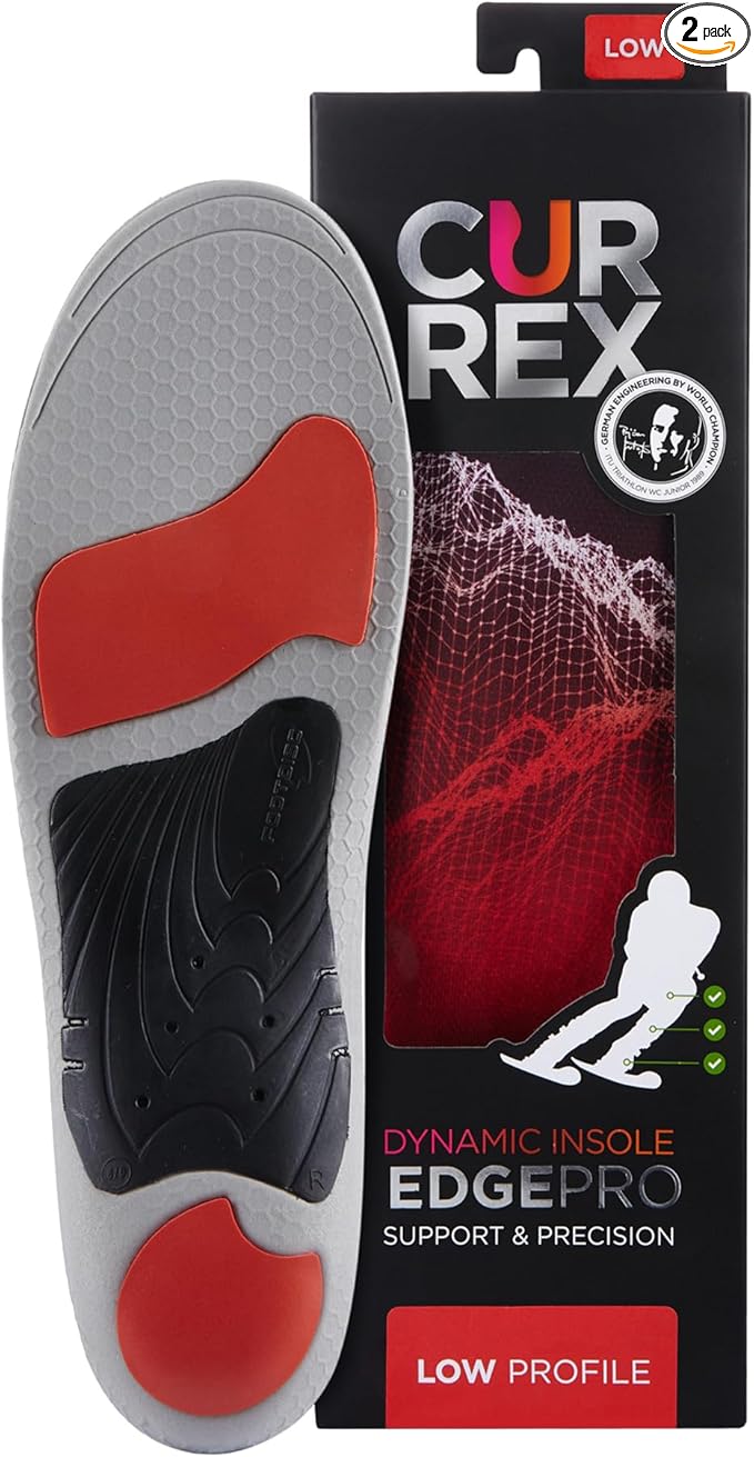 CURREX EdgePRO Insole - Men, Women & Youth Dynamic Support Insole - Shock Absorption, Cushioning, Anatomic Support & Super Grip - For Cross-Country Skiing, Downhill Skiing & Snowboarding