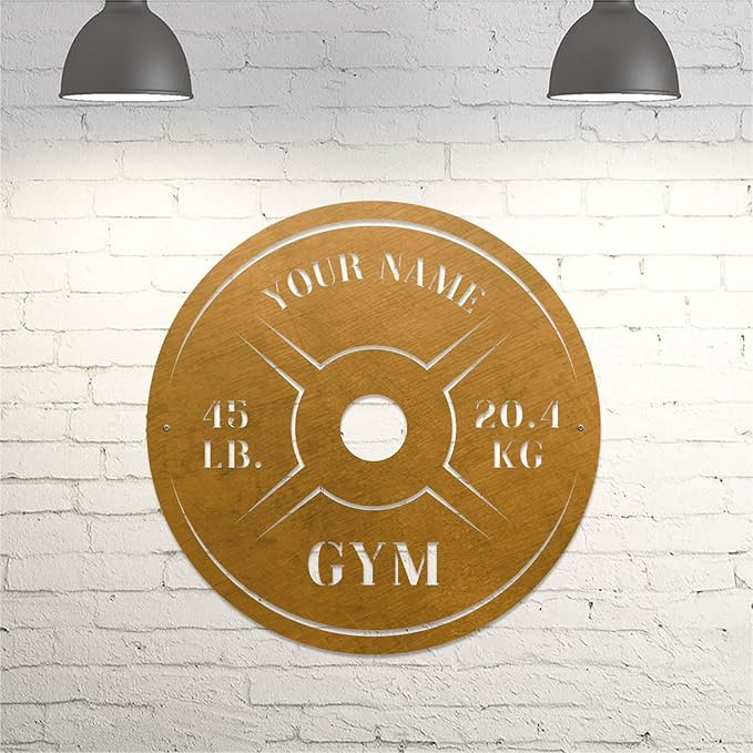Personalized Home Gym LED Tin Metal Sign Multiple Sizes, Weight Lifting Exercise Workout Room Training Fitness Center Motivational Inspirational Quotes Decor Wall Art Hanging Accessories (10 LED)