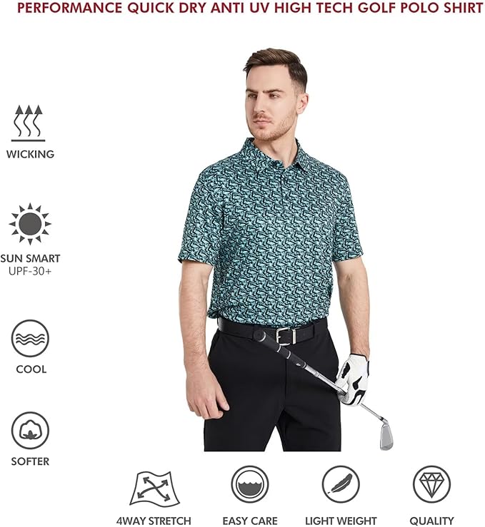 Men's Performance Golf Polo - Lightweight Moisture Wicking Dry Fit