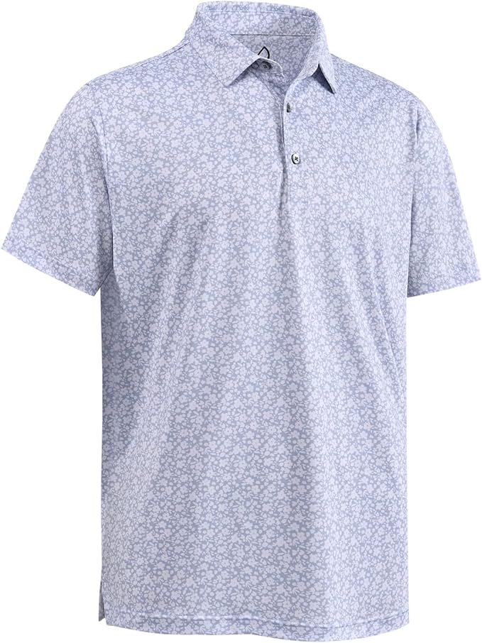 Men's Quick Dry Performance Polo Shirt - Athletic Print Golf Top