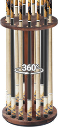 360 Degree Rotating Pool Cue Stick Holder - Floor Stand Pool Cue Rack for Up to 15 Sticks, Billiard Cue Rack, Natural Wood Billiard Room Equipment Storage Organizer, Gifts for Men