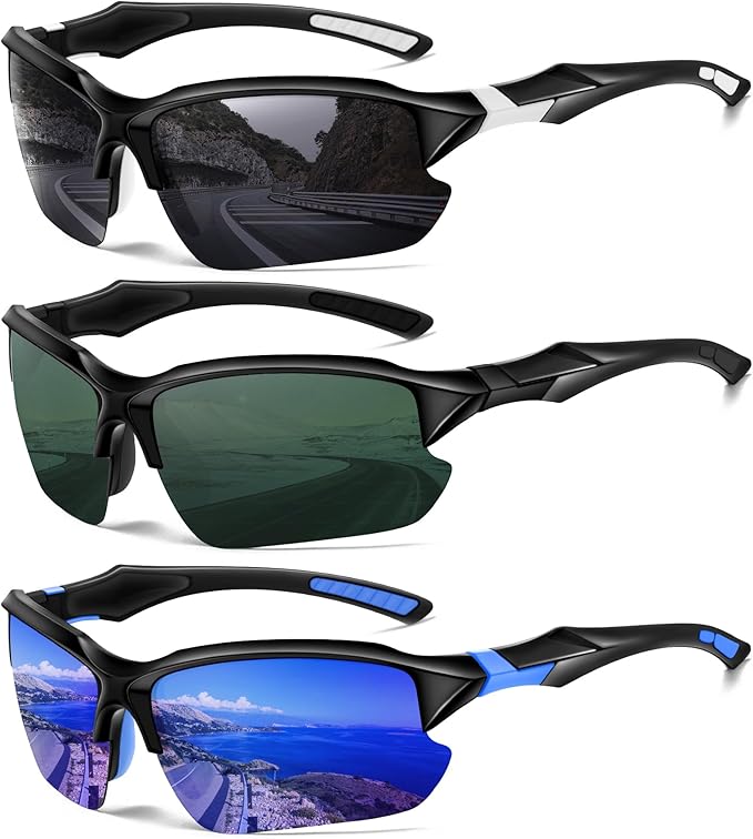 Sports Polarized Sunglasses for Men Cycling Running Fishing UV Protection Sun Glasses Lightweight Half Frame Goggles