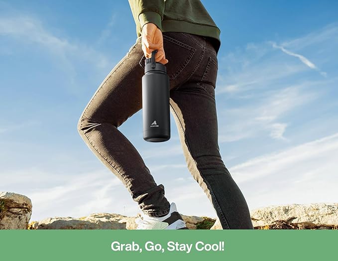 40 oz Insulated Water Bottle with 2-in-1 Straw and Spout Lid, Keep Cold 24H, Leak-Proof, BPA-Free, Double Wall Stainless Steel Water Bottle for Sports, Gym, Travel, and School (Mint)
