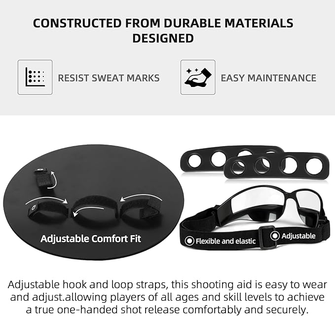 Basketball Shooting Off Hand Trainer Kit for Both Handed Shooters - Includes Dribbling Goggles - Enhances Shooting Accuracy and Ball Handling