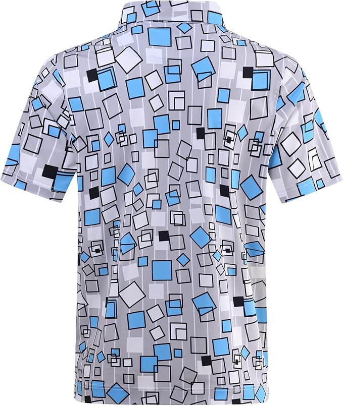 Men's Quick Dry Performance Polo Shirt - Athletic Print Golf Top
