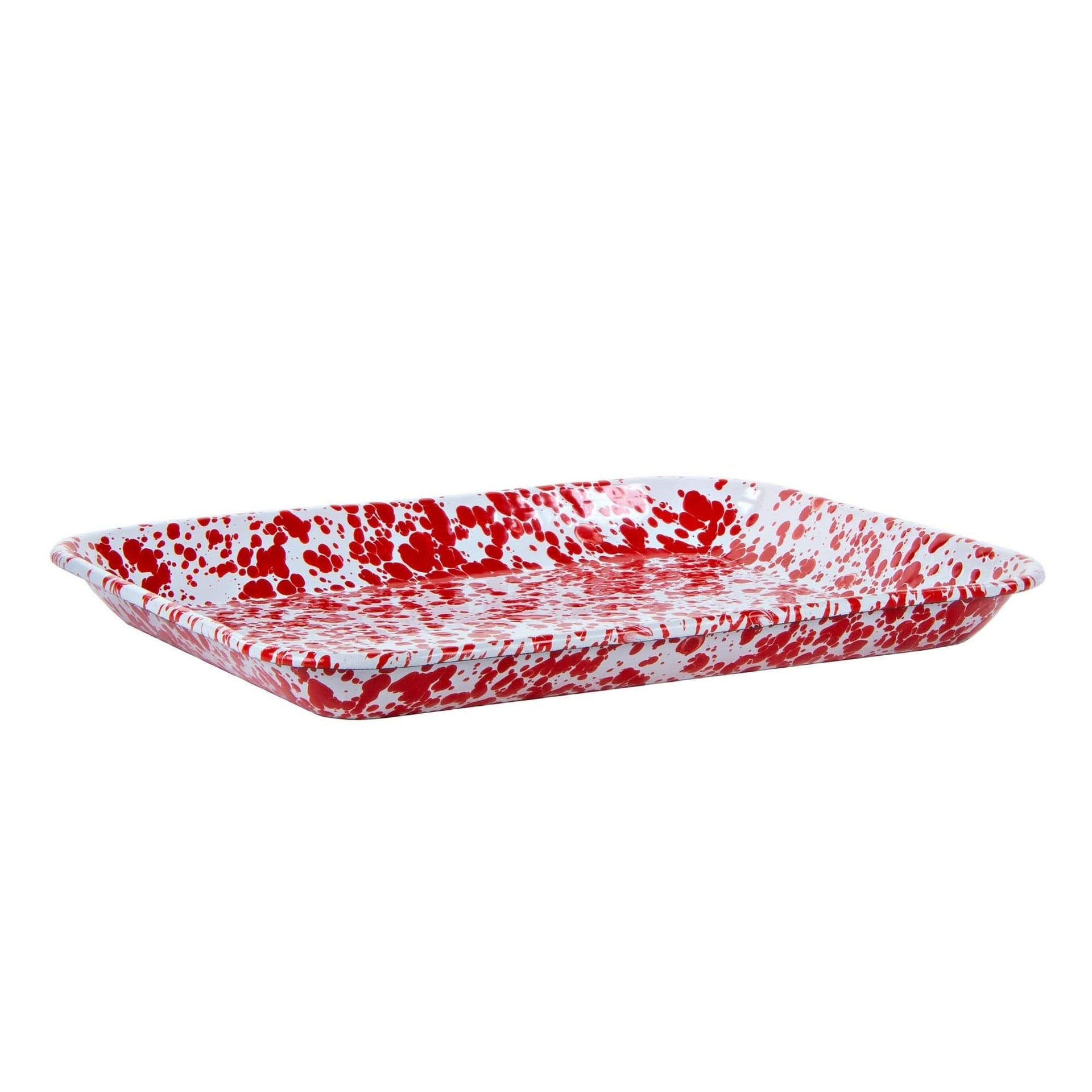 Enamelware Quarter Sheet Trays - Durable Spatterware Set of 2
