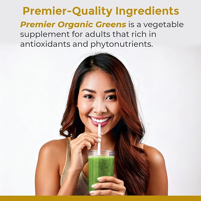 Premier Research Labs Premier Organic Greens - Super Greens Powder, Greens Superfood Powder for Drinks, Green Juice, Nutrition Support, Supergreens for Men & Women, Spinach, Alfalfa, Chlorella - 10 oz