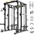 F4 Smith Machine, Power cage with Adjustable Cable Crossover System, All-in-One Squat Rack Training Equipment for Home Gym