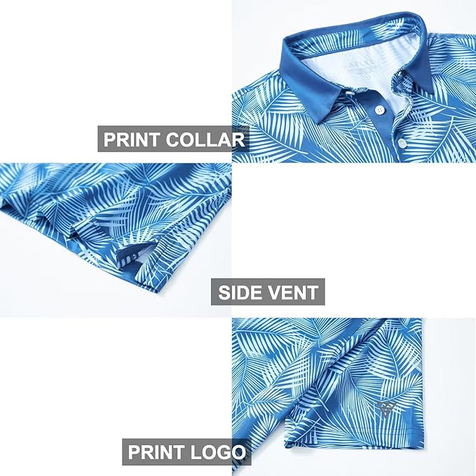 Men's Striped Performance Golf Polo Short Sleeve Moisture Wicking