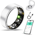 Smart Ring Health Tracker, Fitness Sleep and Heart Rate Monitor Smart Ring, Waterproof Bluetooth Fitness Tracker Ring IPX68 Waterproof (Silver, 9)