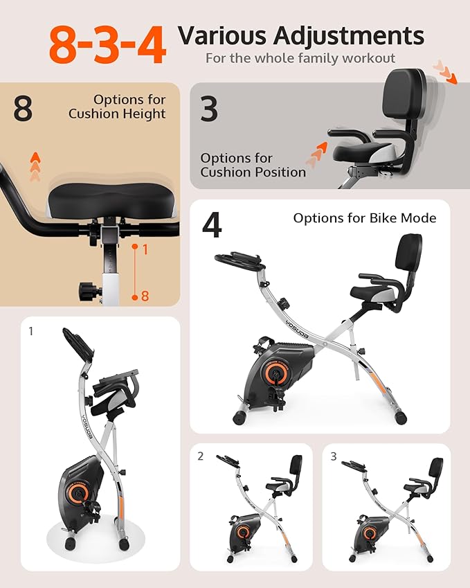 Folding Exercise Bike: 5-in-1 Magnetic Stationary Home Workout Gym