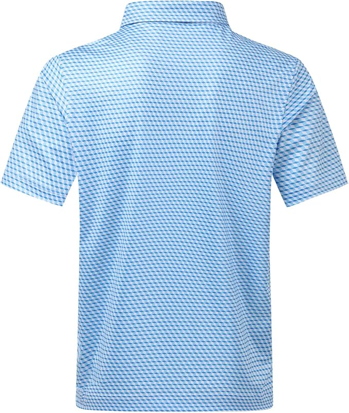 Men's Geometric Print Performance Golf Polo Shirt - Quick Dry