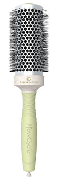 Professional 45mm thermal hair brush in sage green and speckled off-white with a ceramic barrel.