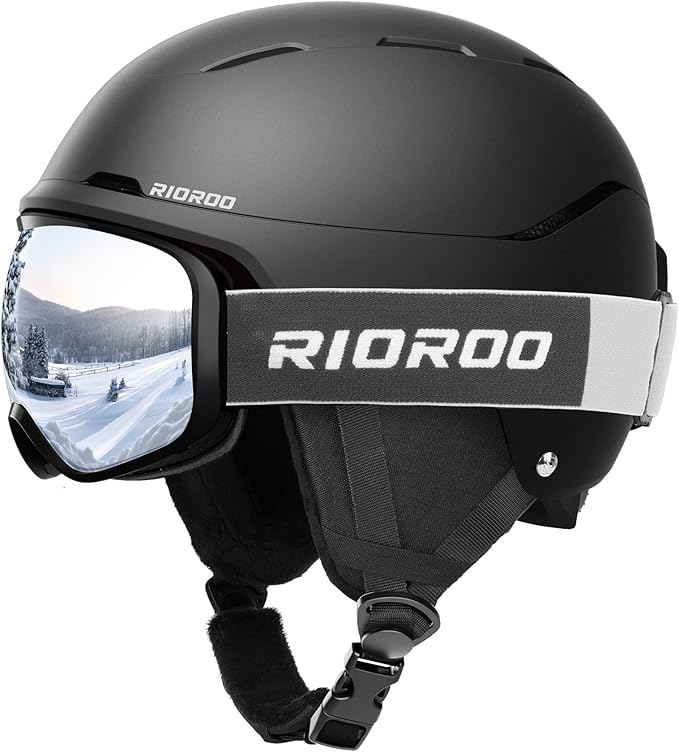 Ski Helmet and Goggles Set, Snowboard Helmet Goggles for Men Women & Youth, Shockproof Snow Helmet Anti Fog OTG Snow Goggles for Skiing Snowboarding