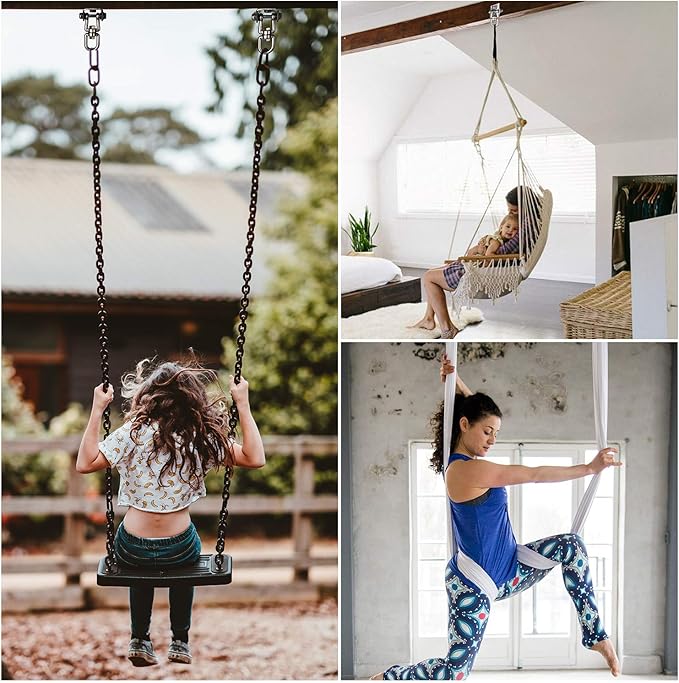 Heavy Duty Swing Hangers for Wooden Sets 2000 LB Capacity Hammock Hanger 360 Swivel Stainless Steel Swing Hardware Accessories 2 Packs for Porch Playground Yoga Heavy Bag