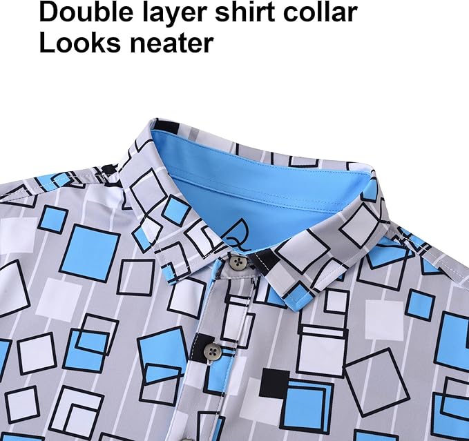 Men's Quick Dry Performance Polo Shirt - Athletic Print Golf Top