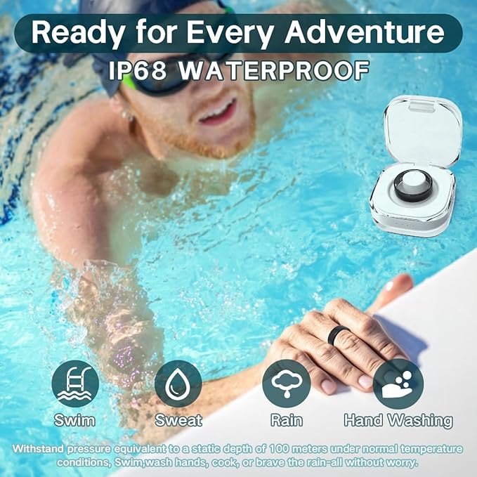 Smart Rings for Women Men,Fitness Tracker Ring,Heart Rate,Blood Oxygen,Blood Pressure,Step Tracker,Sleep Monitoring,No Subscription Fee,IP68 Waterproof Smart Ring for iphone&Android(Gold 12)