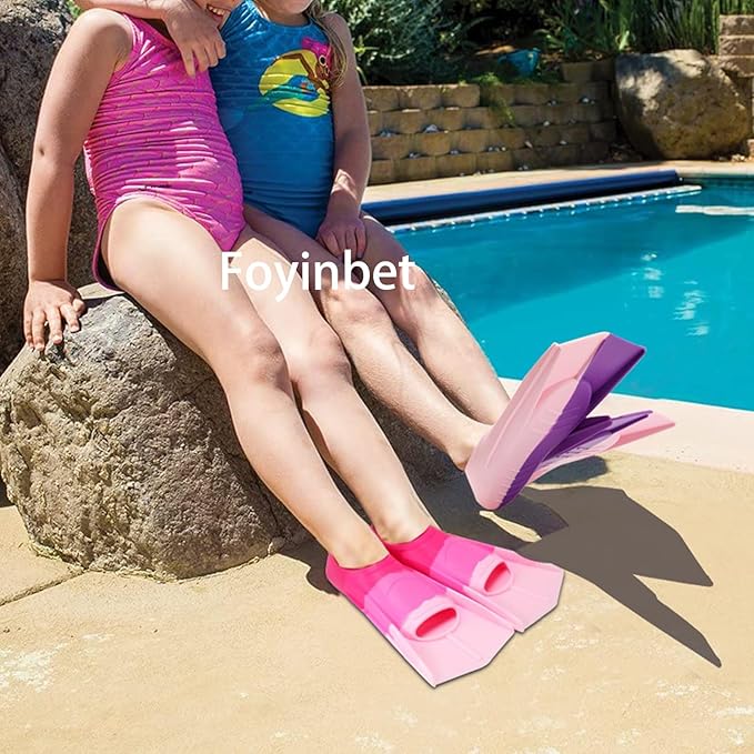 Kids Swim Fins,Short Kids Fins Youth Swimming Flippers for Lap Swimming Training for Children Girls Boys Beginners