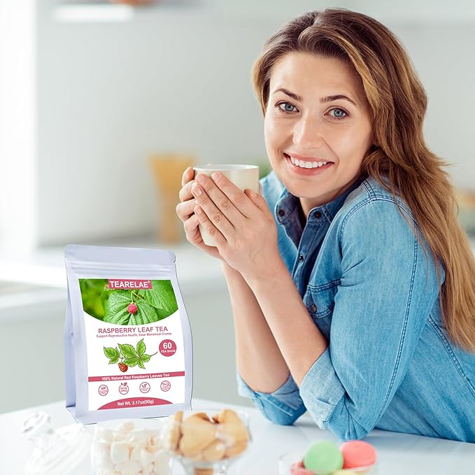 TEARELAE - Raspberry Leaf Tea - 1.5g x 60 Count - Premium Red Raspberry Leaves Tea Bags - Promote a Healthy Pregnancy, Ease Menstrual Cramp - Non-GMO - Caffeine-Free