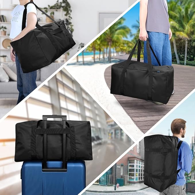 COOLBEBE 24" Sports Duffle Bag - 53L Travel Duffel Tote Bag with Upgrade Zipper Weekender Overnight, Durable & Water Resistant, Camping duffle (24” x 12” x 12”, Black)