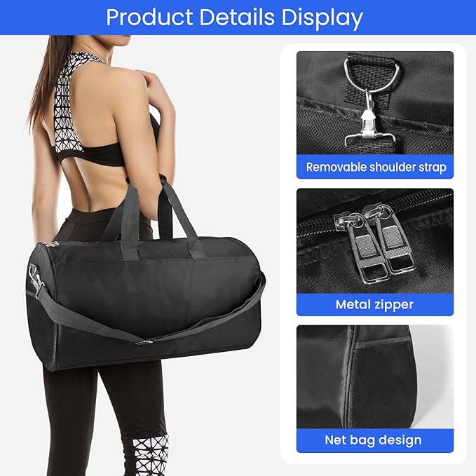 C&F BOGMOST Small Gym Bag for Travel & Duffel - 20 Inch Lightweight Carry On Bag for Men & Women, Mini Duffel Bag,Perfect for Sports, Weekend Trips, and Overnight Stays, Black