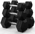 PAPABABE Hex Dumbbell Set 45-550 lb, Rubber Encased Home Gym Dumbbells, Weights Dumbbells for Women & Men, Hand Weight for Strength Training