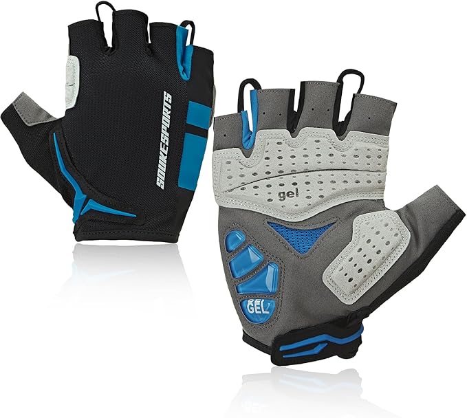 Souke Sports Mens Cycling Gloves with Gel Pads Half Finger Bike Gloves Lightweight Anti-Slip Shock-Absorbing for MTB Road Biking