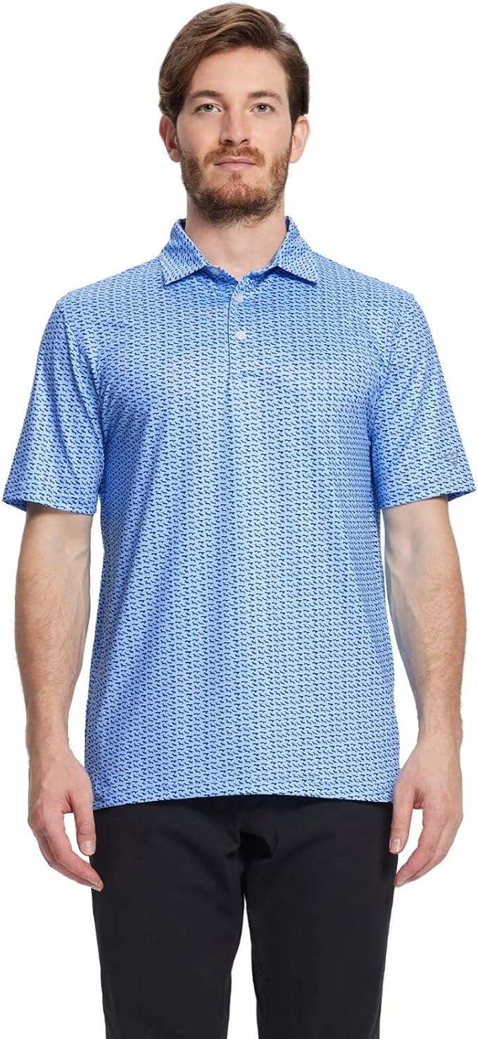 Men's Striped Performance Golf Polo Short Sleeve Moisture Wicking