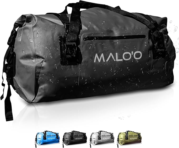 Malo'o Waterproof Dry Bag Duffel 40L/60L/100L, Roll Top Duffel Keeps Gear Dry for Kayaking, Rafting, Boating, Swimming, Camping, Hiking, Beach, Fishing - Internal & External Pockets and Molle Loops