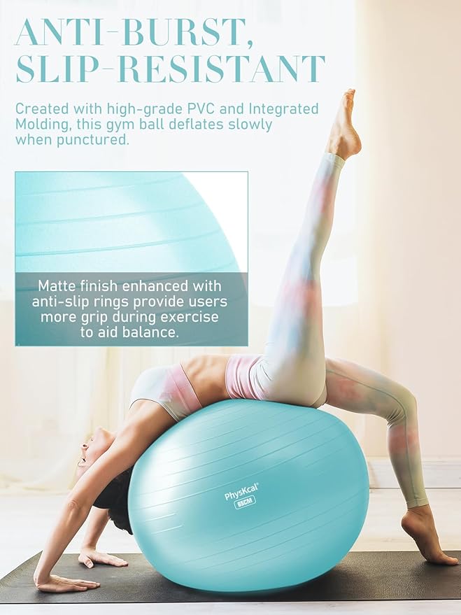 Yoga Ball for Exercise, Pilates Set, 4 Sizes Fitness Ball for Workout, Birthing, Pregnancy, Physical Therapy- Pump Included