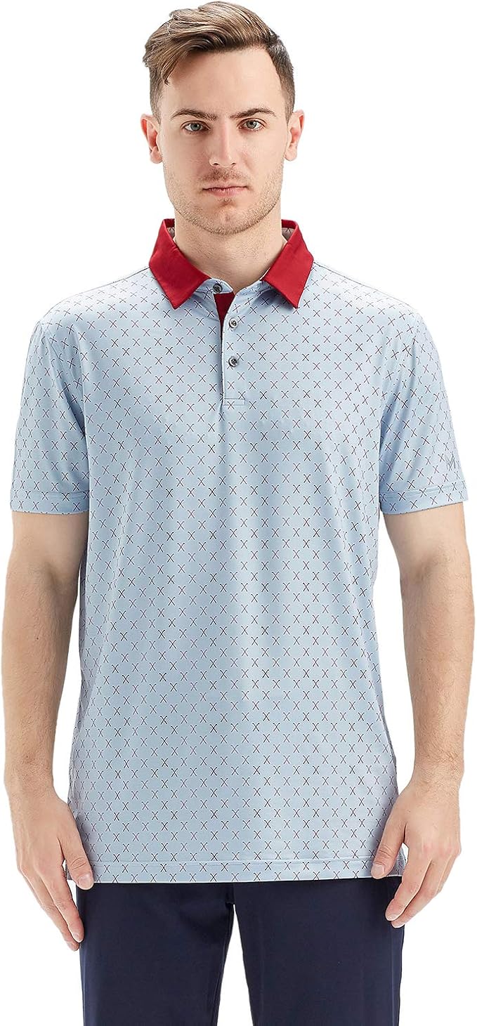 Men's Striped Moisture-Wicking Golf Polo - Short Sleeve