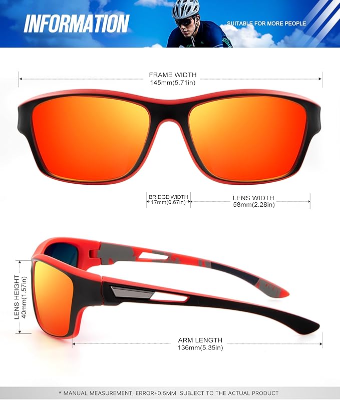KALIYADI Polarized Sunglasses for Men, Sports Sun Glasses for Driving Cycling Fishing with UV protection