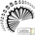 BodyJ4You 37PC Ear Stretching Kit - Beginner Gauges 14G-00G Starter Set - Aftercare Balm Wax - Steel Tapers Single Flare Plugs Screw Fit Tunnels - Women Eyelet Mens Earrings Expander Piercing Jewelry