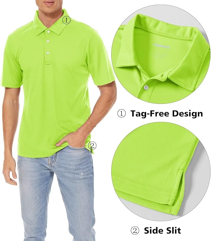Men's Quick-Dry 3-Button Pique Polo Shirt for Golf and Work