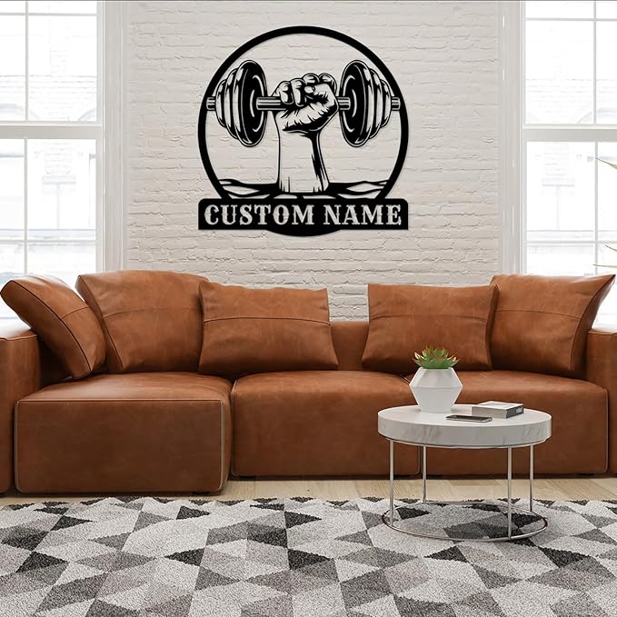 Customized Metal Gym Name Sign, Personalized Sports Room Wall Art,Metal Gym Sign,Unique Fitness Wall Sign, Gym Lovers Unique Gift, Gym Wall Art,Training Center Sign (Style-15)