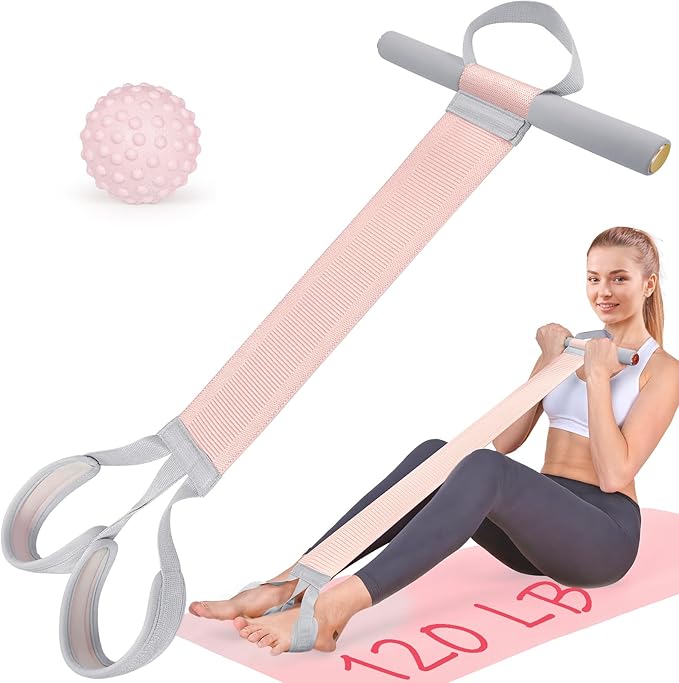 Fabric Resistance Band with Handles, 120lb Full-Body Excercise Band, Non-Slip Elastic Bands for Strength Muscle Training, Stretch Band Workout Equipment for Leg Arm Chest Core Wrist Ankle
