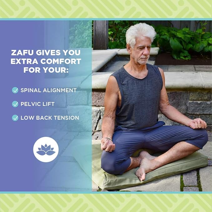 Bean Products Zafu Meditation Pillows for Sitting on Floor, Yoga Cushion, Cotton/Buckwheat Fill Yoga Pillow, Zafu Meditation Cushion, Zen Kneeling Prayer Pad- Made in USA - 14" Round - Stone Gray