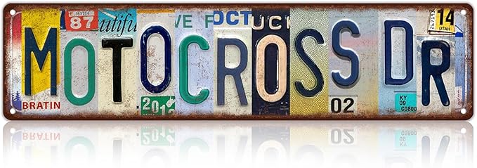 Vintage Motocross Dr Wall Decor Street Signs Metal Tin Signs 16 x 4 Inches