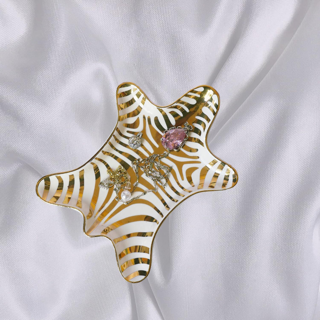 Gold Zebra Ceramic Trinket Tray - Jewelry Organizer