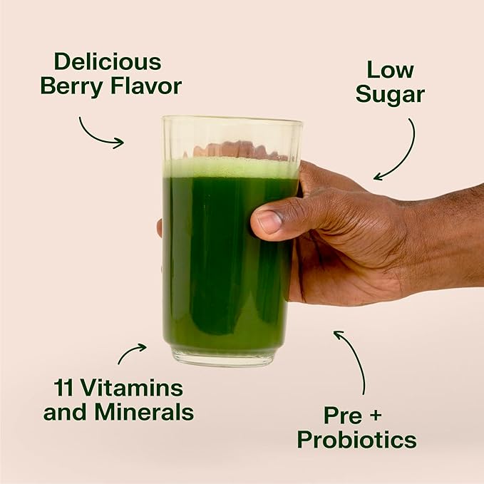 VitaHustle ONE Superfood Super Greens Powder Berry Flavor (25 Servings (Pack of 2))