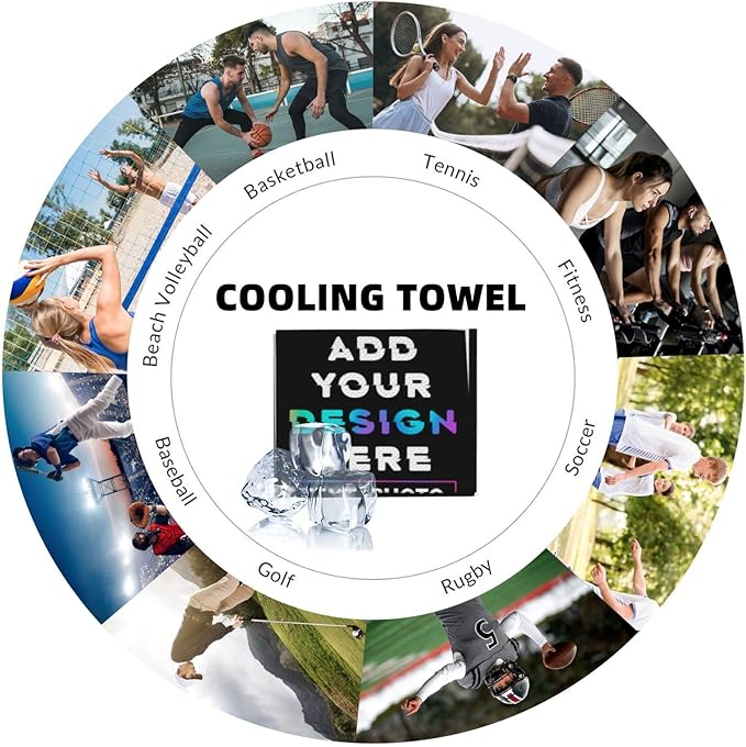 Custom 1-100PCS Cooling Sports Towel, Personalized Photo Logo Soft Cold Exercise Towel for Neck and Face Customized Quick-Drying Cooling Wrap Fitness Workout Sweat Towel 12"x40" (6)