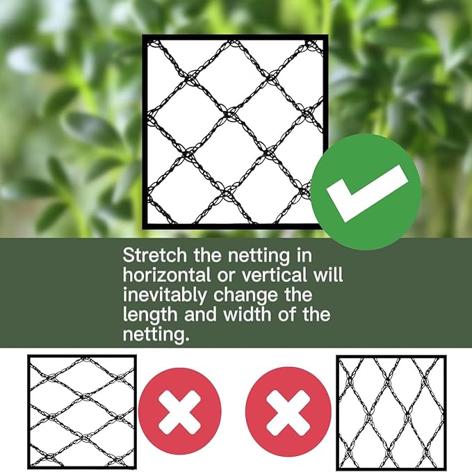 Bird Netting 30x30 Ft, 1/2In Mesh Heavy Duty Garden Netting Pest Barrier for Plants, Fruit Trees, Vegetables, Extra Strong Woven Mesh Netting, Animal Fencing Against Birds, Deer, Poultry