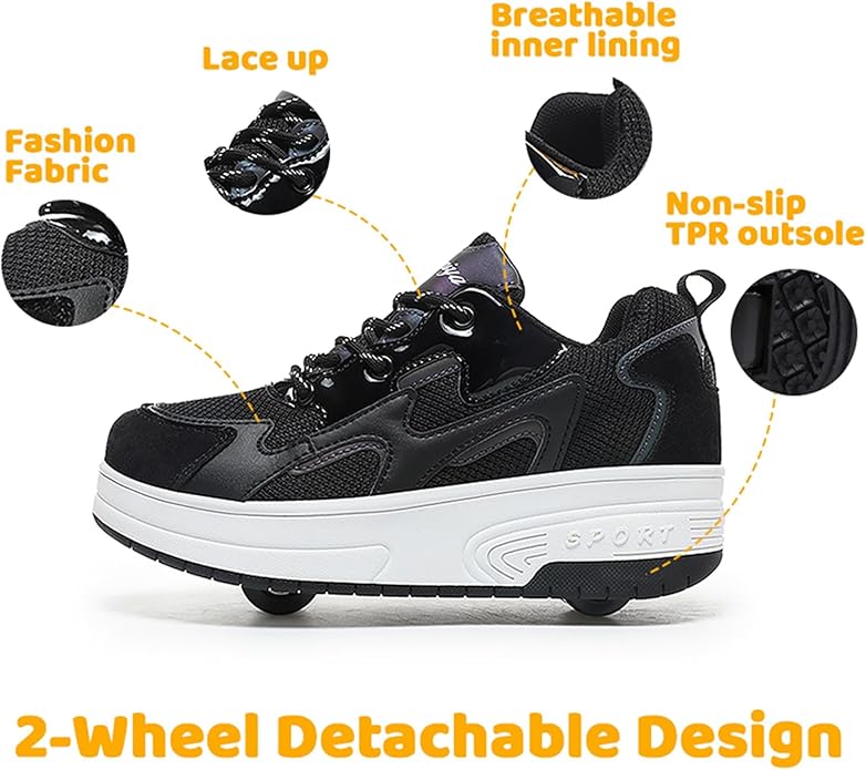 Wooowyet Roller Skate Shoes for Kids Boys Girls Rechargealbe Wheels Sneakers Fashion Roller Wheeled