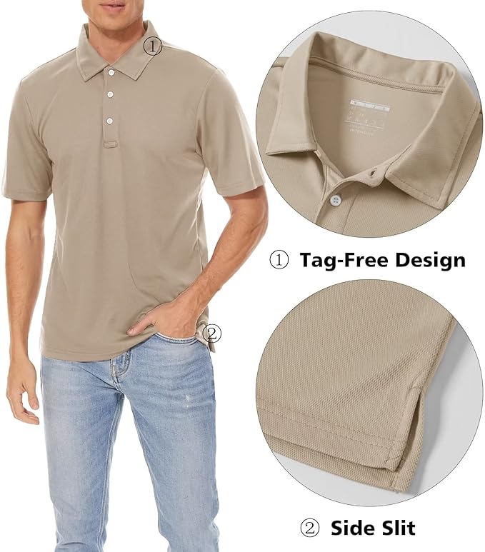 Men's Classic 3-Button Quick-Dry Golf Polo Shirt